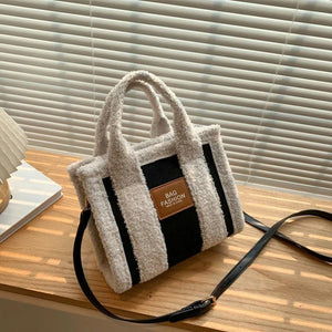 Brown Lamb Wool Handbag Women's Faux Suede Lady Crossbody Bag