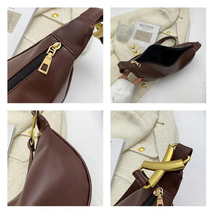 Casual Women Shoulder Crossbody Bags Retro Pu Leather Underarm Bags