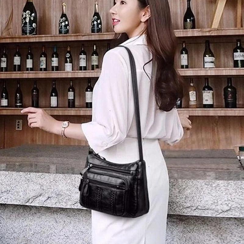 Casual Women Bag High Multi-pocket Shoulder Bags Solid Lady Crossbody Bags