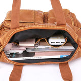 Brown Leather Tote Bag Large Capacity Shoulder Purse Crossbody