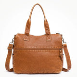 Brown PU Shoulder Crossbody Bags for Women Winter Double Pocket Handbag