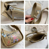 Cartoon Graffiti PU Leather Armpit Shoulder Bag for Women