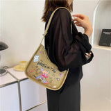 Cartoon Graffiti PU Leather Armpit Shoulder Bag for Women