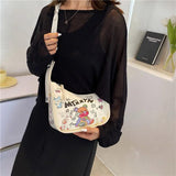 Cartoon Graffiti PU Leather Armpit Shoulder Bag for Women