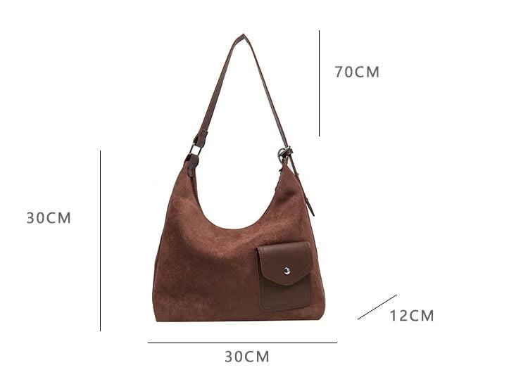 Brown Leather Bucket Shoulder Bag for Women