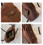 Brown Leather Bucket Shoulder Bag for Women