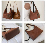 Brown Leather Bucket Shoulder Bag for Women