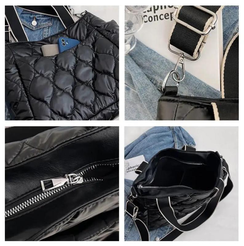 Casual Quilted Padded Crossbody Bag for Women Nylon Down Cotton Shoulder Bag