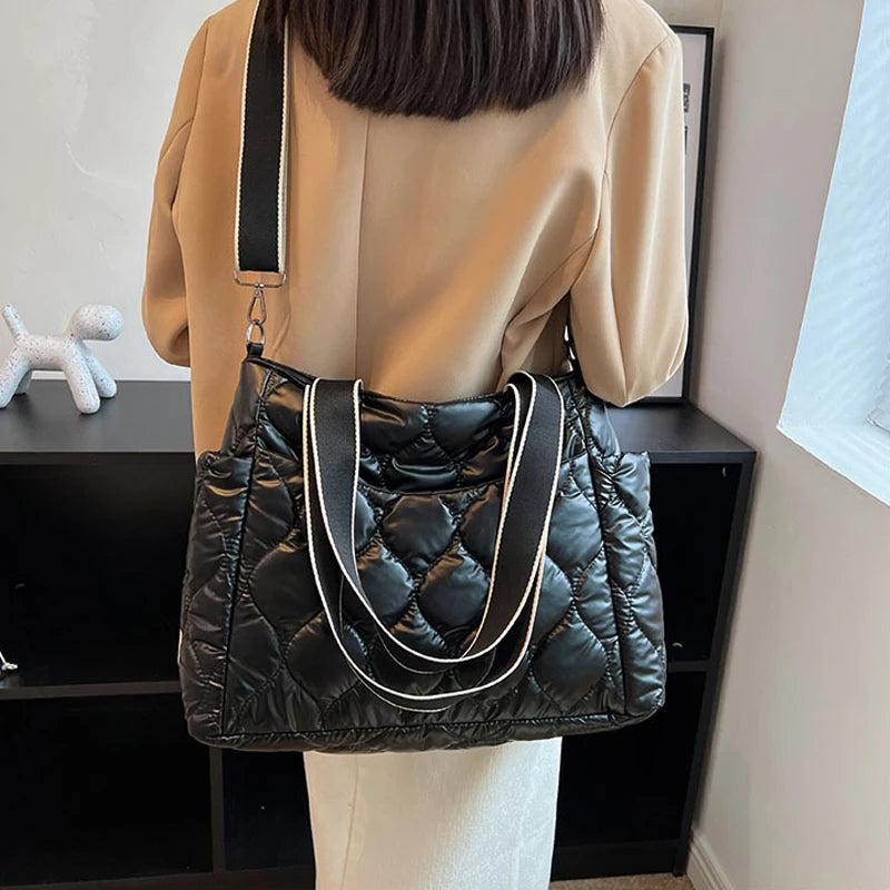 Casual Quilted Padded Crossbody Bag for Women Nylon Down Cotton Shoulder Bag