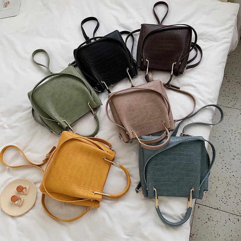 Bucket Bag Large Capacity PU Shoulder Messenger Bag Lady Handbag