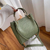 Bucket Bag Large Capacity PU Shoulder Messenger Bag Lady Handbag