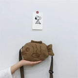 Cartoon Taiyaki Shoulder Bag Ugly Mini Canvas Handbag