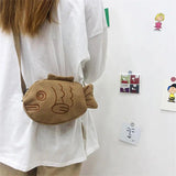 Cartoon Taiyaki Shoulder Bag Ugly Mini Canvas Handbag