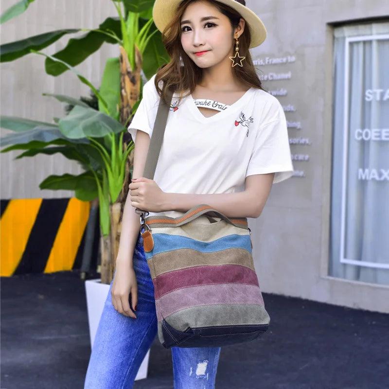Casual Canvas Shoulder Bag for Women Soft Messenger Handbag
