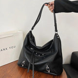 Brown Rivets Shoulder Bag Soft Leather Handbag Messenger Bag Crossbody Tote