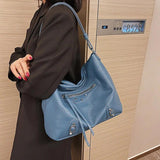 Brown Rivets Shoulder Bag Soft Leather Handbag Messenger Bag Crossbody Tote