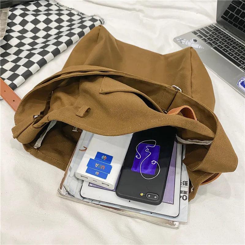 Casual Canvas Crossbody Bag Bucket Shoulder Bag