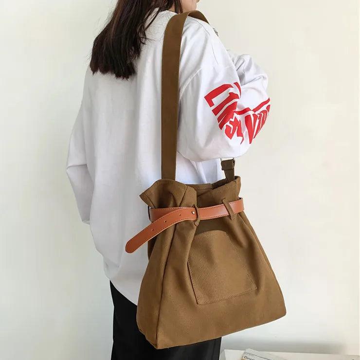 Casual Canvas Crossbody Bag Bucket Shoulder Bag