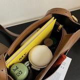Casual Women PU Leather Bucket Bag Crossbody Shoulder Handbag