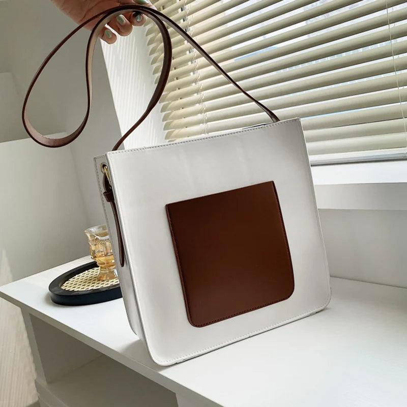Casual Women PU Leather Bucket Bag Crossbody Shoulder Handbag
