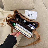 Casual Buckets Bag for Women PU Leather Shoulder Bag Large Capacity Totes