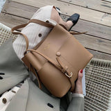 Casual Buckets Bag for Women PU Leather Shoulder Bag Large Capacity Totes