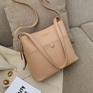 Casual Buckets Bag for Women PU Leather Shoulder Bag Large Capacity Totes