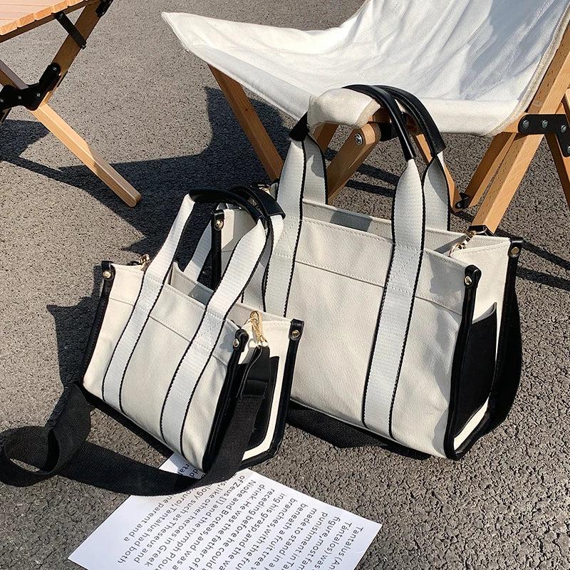 Casual Splicing Canvas Women Handbags Tote Shoulder Bags