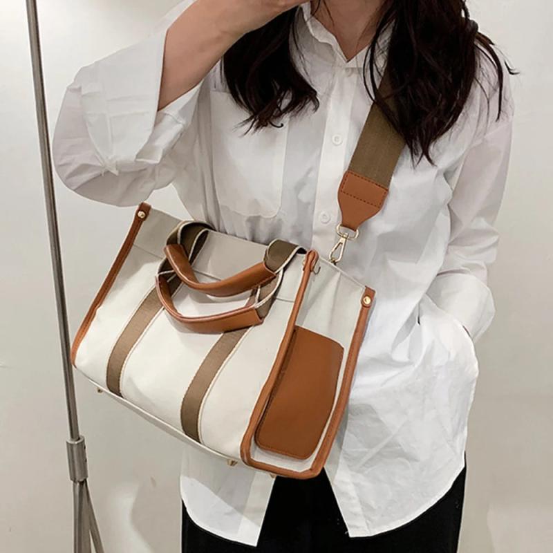 Casual Splicing Canvas Women Handbags Tote Shoulder Bags