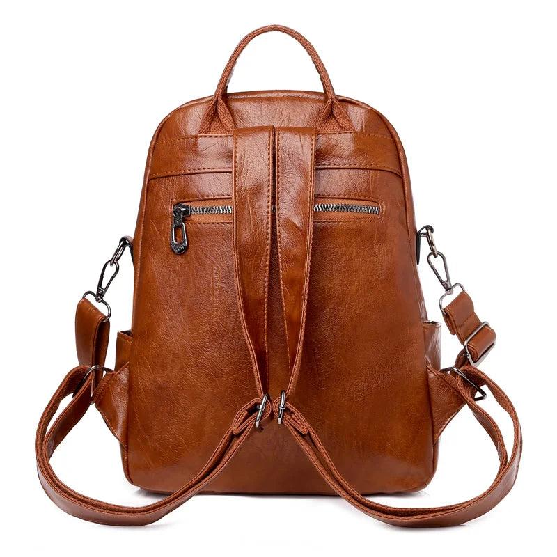Casual Leather Women Shoulder Bag Multifunctional Female Travel Rucksack