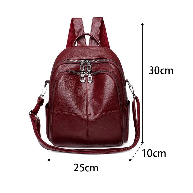 Casual Leather Women Shoulder Bag Multifunctional Female Travel Rucksack