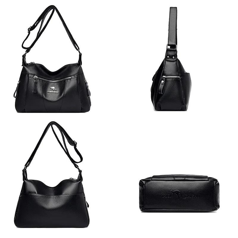 Casual Many Pockets High PU Leather Women Shoulder Bags Handbags Women Crossbody