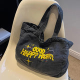 Casual Denim Crossbody Bag Embroidery Female Shoulder Handbag Tote