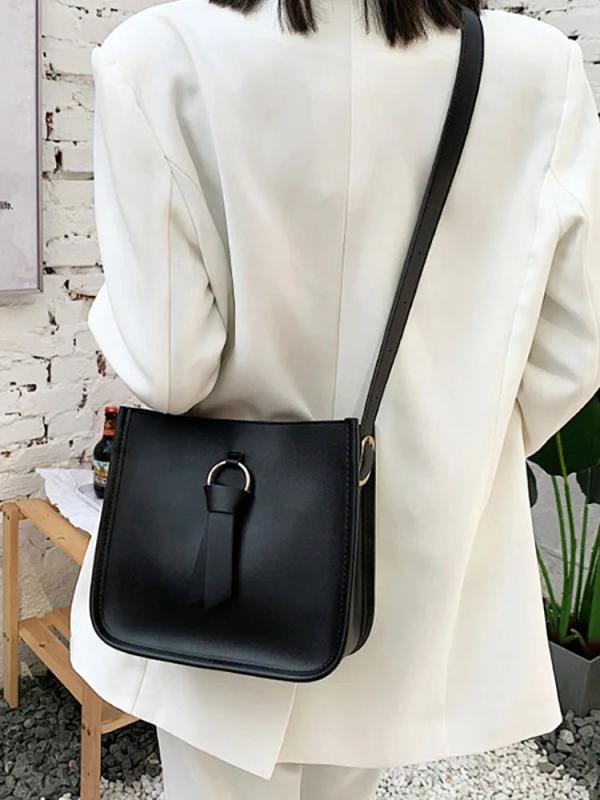 Bucket Crossbody Bag Women Handbags Pu Leather Solid Shoulder Bag