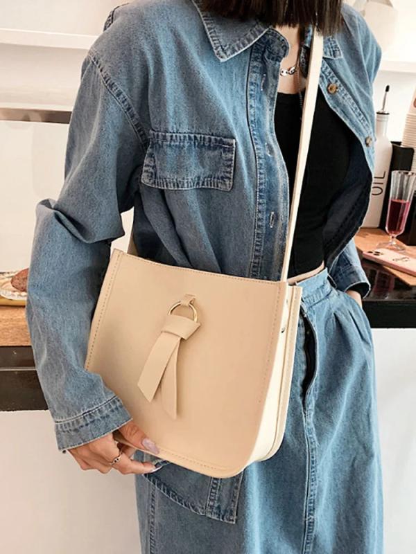 Bucket Crossbody Bag Women Handbags Pu Leather Solid Shoulder Bag