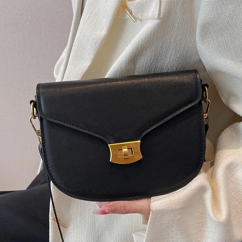 Casual Small Flap Women's Top Handle Bag Solid Pu Leather Shoulder Bag