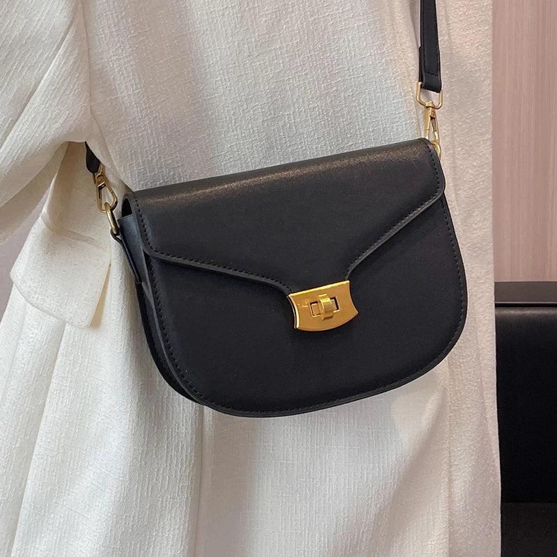 Casual Small Flap Women's Top Handle Bag Solid Pu Leather Shoulder Bag