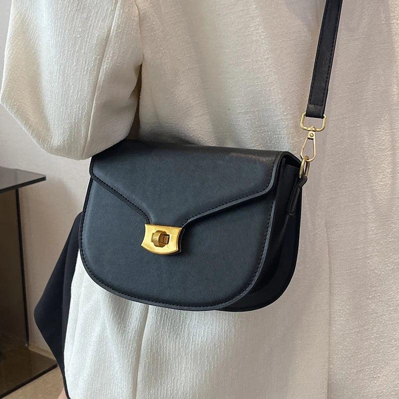 Casual Small Flap Women's Top Handle Bag Solid Pu Leather Shoulder Bag