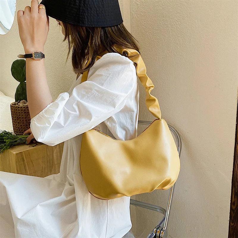 Casual Cloud Bag Soft PU Shoulder Bag for Women Summer Handbag