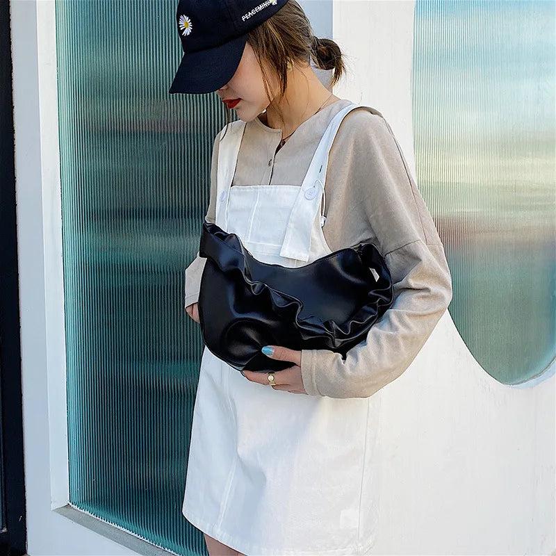 Casual Cloud Bag Soft PU Shoulder Bag for Women Summer Handbag