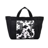 Casual Cow Pattern Canvas Tote Women Handbags Shoulder Crossbody Bags