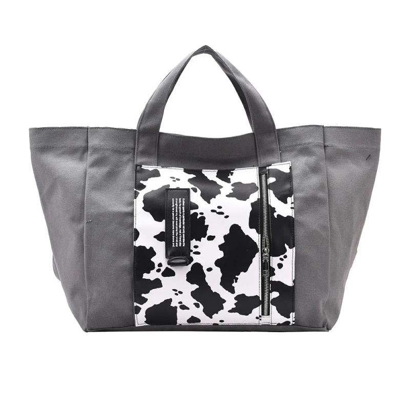 Casual Cow Pattern Canvas Tote Women Handbags Shoulder Crossbody Bags