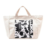 Casual Cow Pattern Canvas Tote Women Handbags Shoulder Crossbody Bags