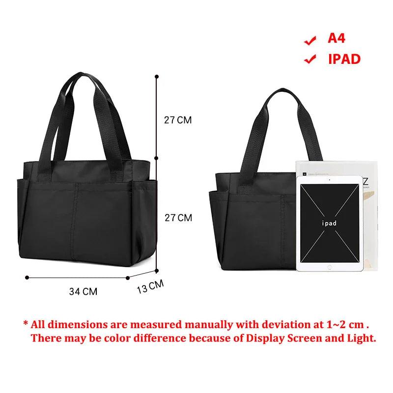 Casual Large Nylon Cloth Tote Shoulder Bag Women Zipper Handbag