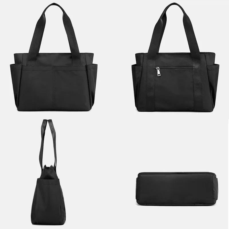Casual Large Nylon Cloth Tote Shoulder Bag Women Zipper Handbag