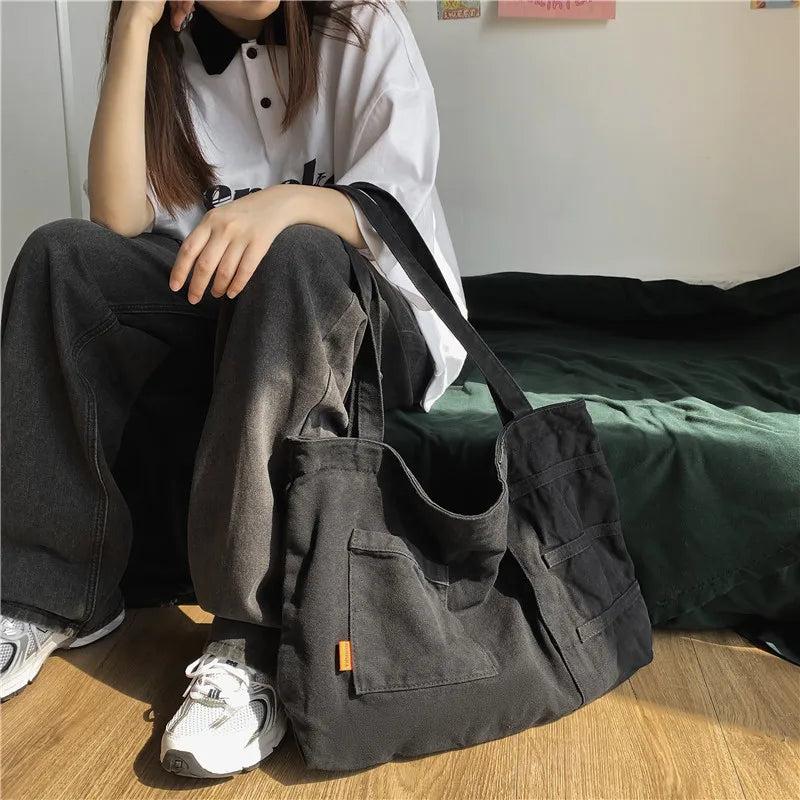 Casual Canvas Shoulder Bag Large Capacity Tote