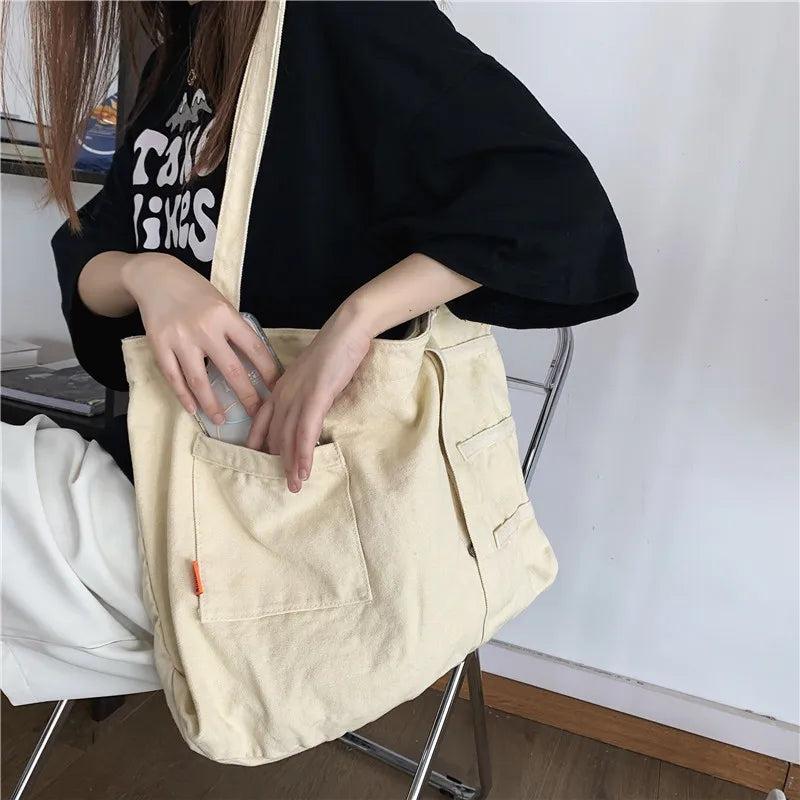 Casual Canvas Shoulder Bag Large Capacity Tote