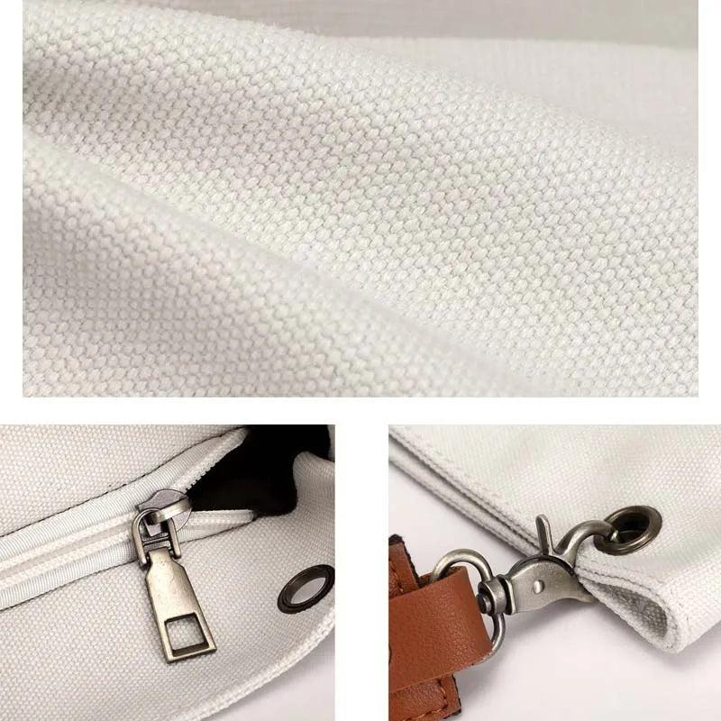 Casual Fabric Canvas Shoulder Bag Zipper Handbag Solid Large Capacity Women's