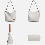 Casual Fabric Canvas Shoulder Bag Zipper Handbag Solid Large Capacity Women's