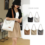 Casual Fabric Canvas Shoulder Bag Zipper Handbag Solid Large Capacity Women's